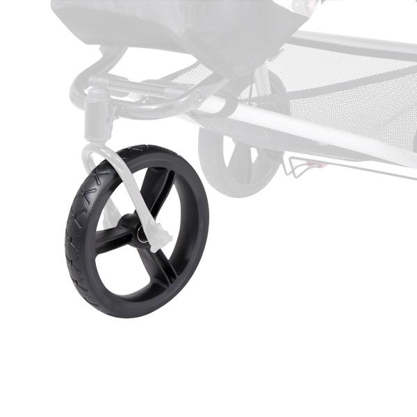 Mountain Buggy replacement 10 inch front maintenance free aerotech wheel shown on buggy in black_black