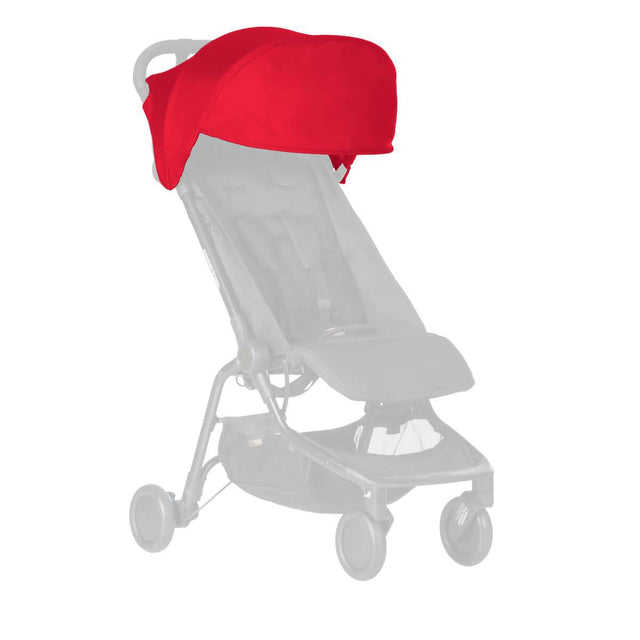 Mountain Buggy replacement sun hood for the nano buggy shown in red ruby_ruby