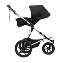 Mountain Buggy carrycot plus on terrain in parent facing mode in colour onyx_onyx