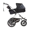 Mountain Buggy carrycot plus on terrain in incline mode in colour onyx_onyx