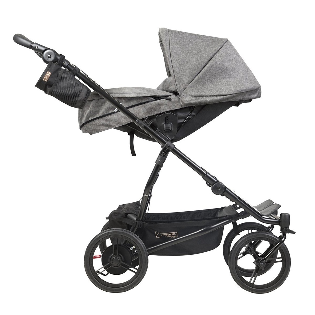 mountain buggy duet double buggy with two carrycot plus in parent facing mode side view shown in color herringbone_herringbone