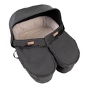 elevated view of the carrycot plus for twins to highlight the comfortable padded interior perfect for twin babies to feel connected_black