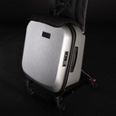 Mountain Buggy skyrider luxury close 3/4 angle showing toddle riding mode seat in place_silver