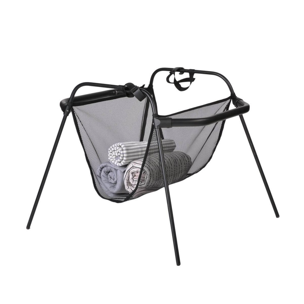 phil&teds carrycot stand with storage basket 3/4 view