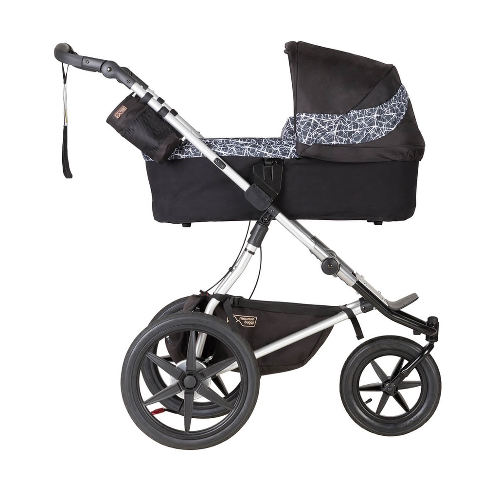 carrycot plus on terrain in graphite side view lie flat